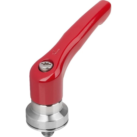 Adjustable Handle W Clamp Force Intensif Size:2 M08X20, Zinc Red Ral3003, Comp:Stainless Steel